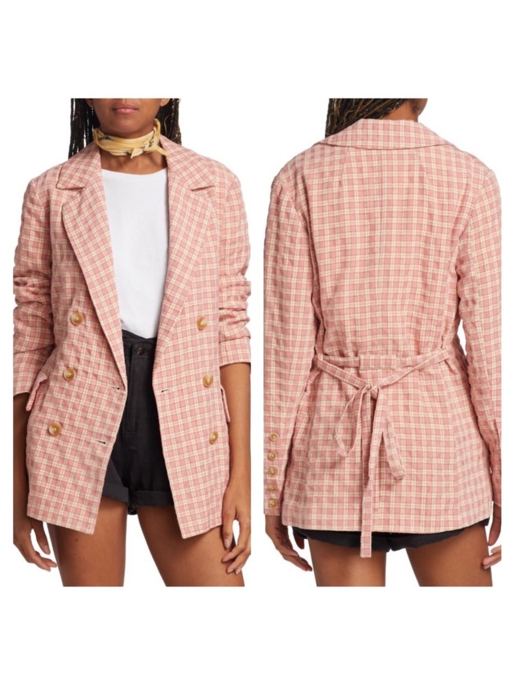 Free People Olivia Gingham Blazer Size XS